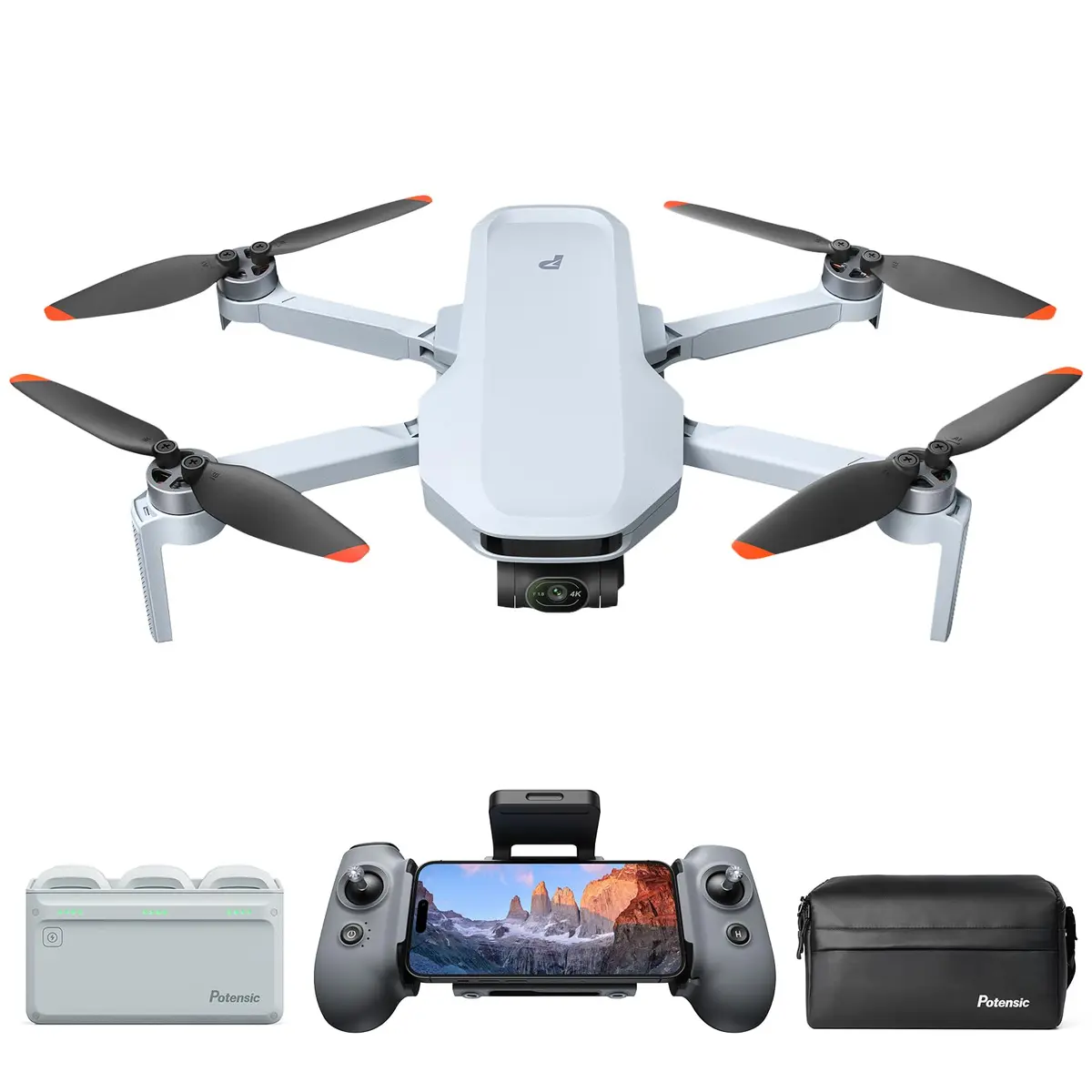 Potensic ATOM 2 Drone com Câmera para Adultos, Vídeo 4K, Foto 8K, Menos de 249g, Gimbal de 3 Eixos, Transmissão 10KM, Rastreamento AI, Gravação Vertical, AI Night Shot, QuickShots, Fly More Combo - 1