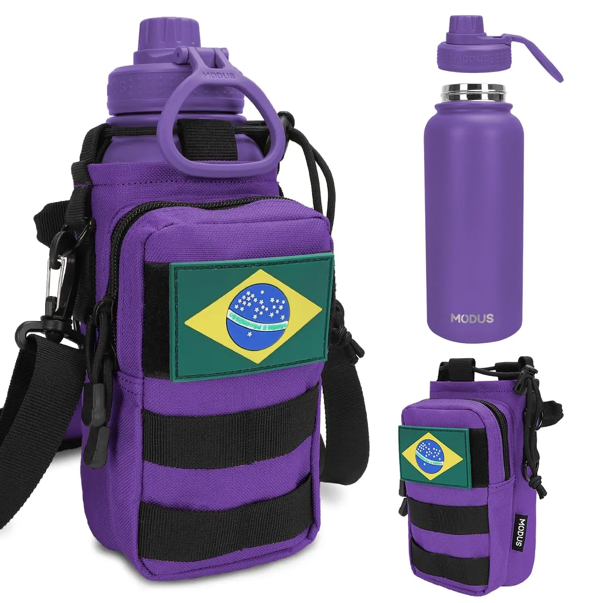 MODUS Garrafa Térmica Inox 950ml com Bolsa Porta (Roxo) | Portátil para Viagens e Atividades ao Ar Livre