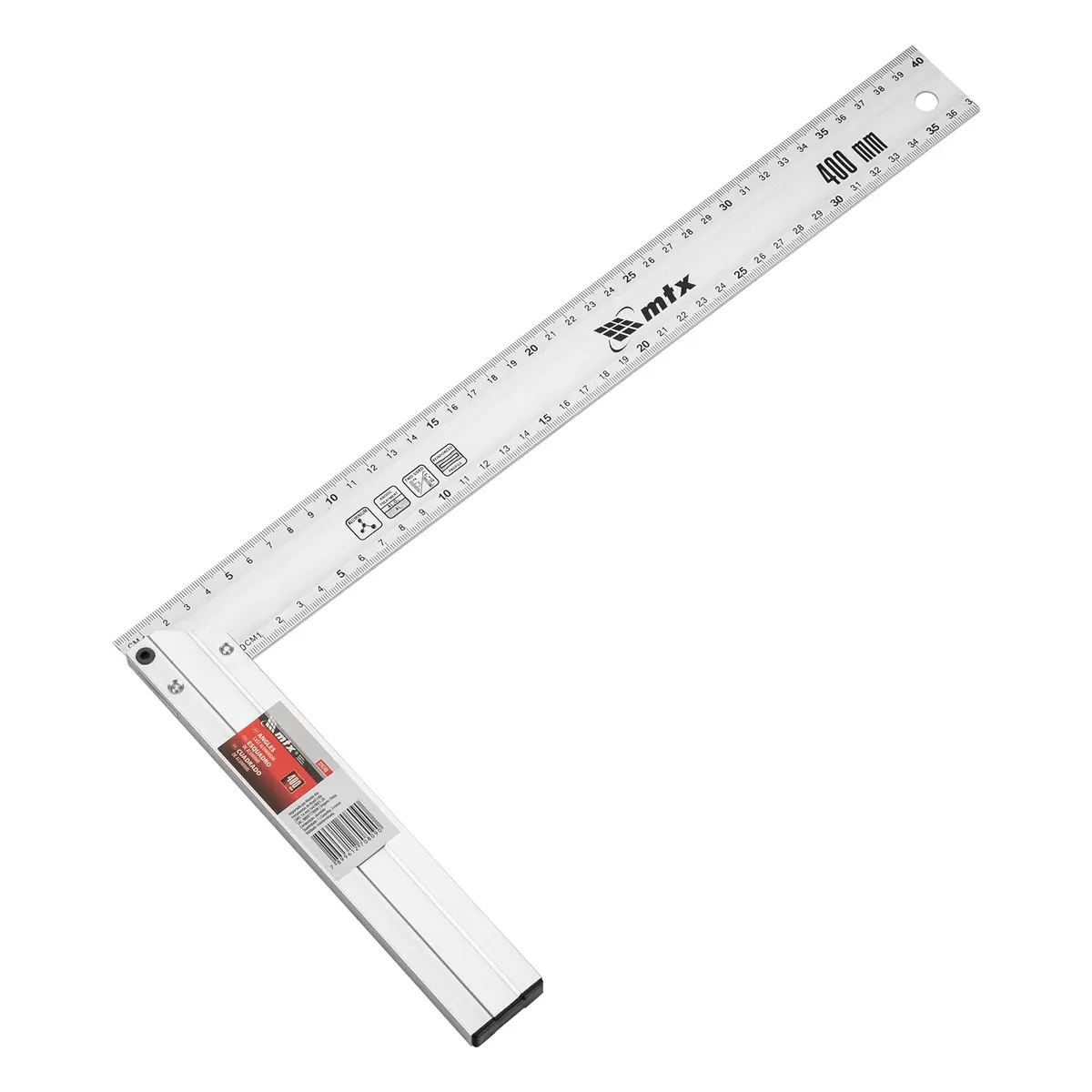 MTX Esquadro 16 Pol. (400 mm) Em Alumínio Fundido – Perfil Rígido De Alta Precisão, Marcações Duplas Em Milímetros E Polegadas, Ideal Para Carpintaria, Marcenaria E Montagens Profissionais