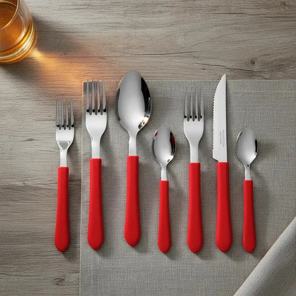 Faqueiro/Cozinha Tramontina Leme Aço Inox 20 Peças Vermelho thumbnail 2