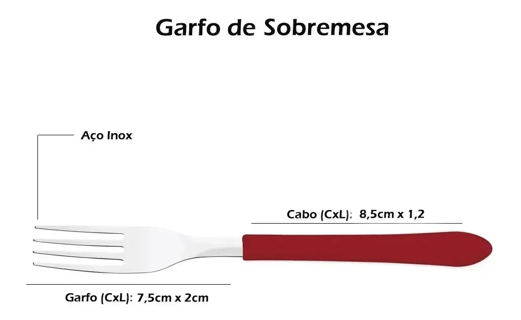Faqueiro/Cozinha Tramontina Leme Aço Inox 20 Peças Vermelho thumbnail 5
