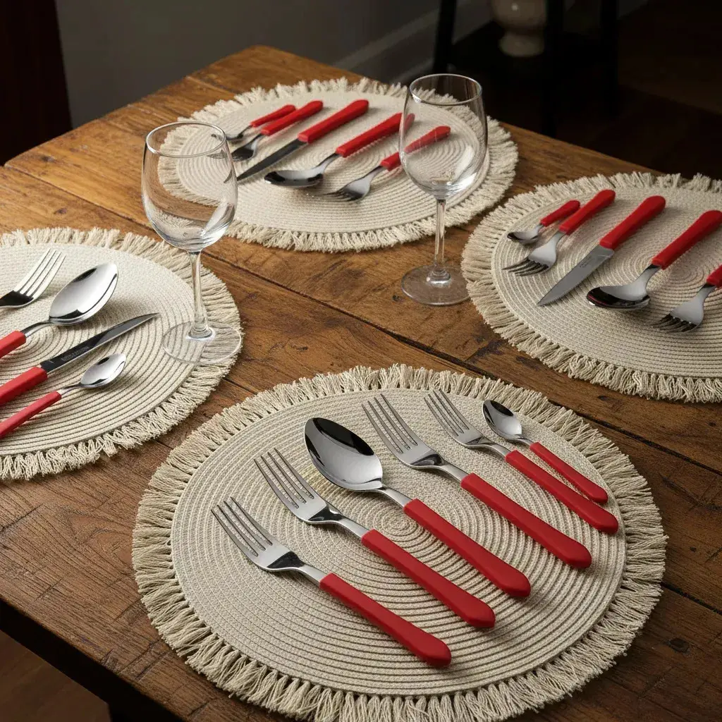 Faqueiro/Cozinha Tramontina Leme Aço Inox 20 Peças Vermelho thumbnail 6