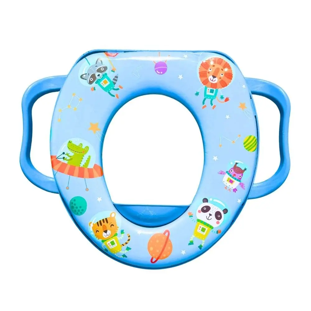 Assento Sanitário Infantil Redutor Sanitário Infantil Com Alça de Segurança Estampado Almofadado(Estampa Menino)