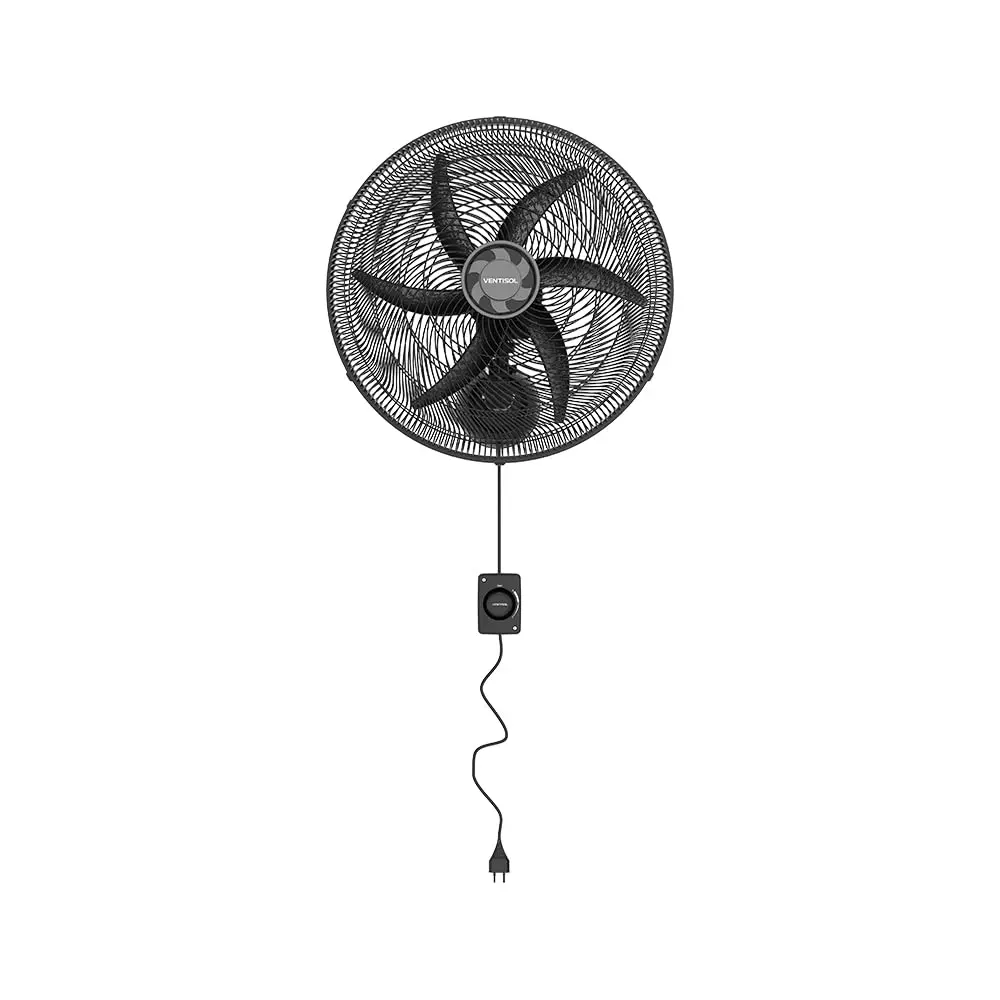 Ventisol Ventilador Osc Parede monta facil 50cm 6p preto 220v premium | Com chave de controle