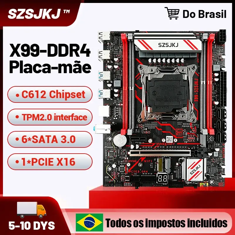 Kit de placa-mãe SZSJKJ X99 D4 suporta TPM2.0 M.2 NVME com CPU Xeon E5 2680 V4 para componentes de PC de jogos de memória DDR4