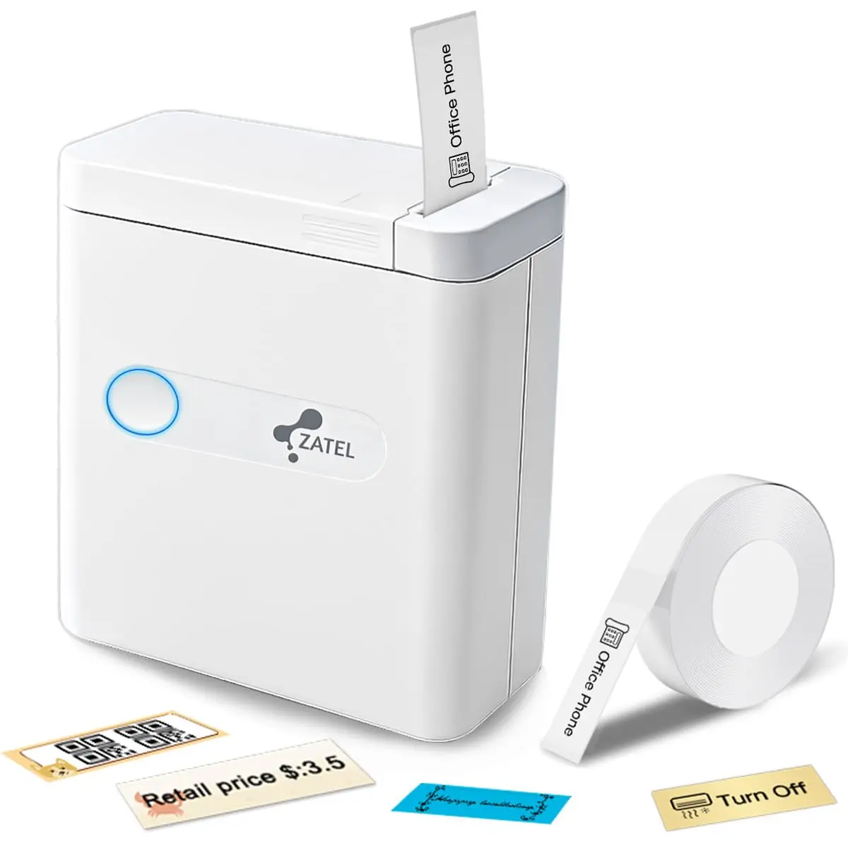 Impressora Térmica Bluetooth Portátil Mini para Etiquetas, Branco | Nova versão, Máquina de fazer etiquetas com fita, Para casa, Escritório, Escola
