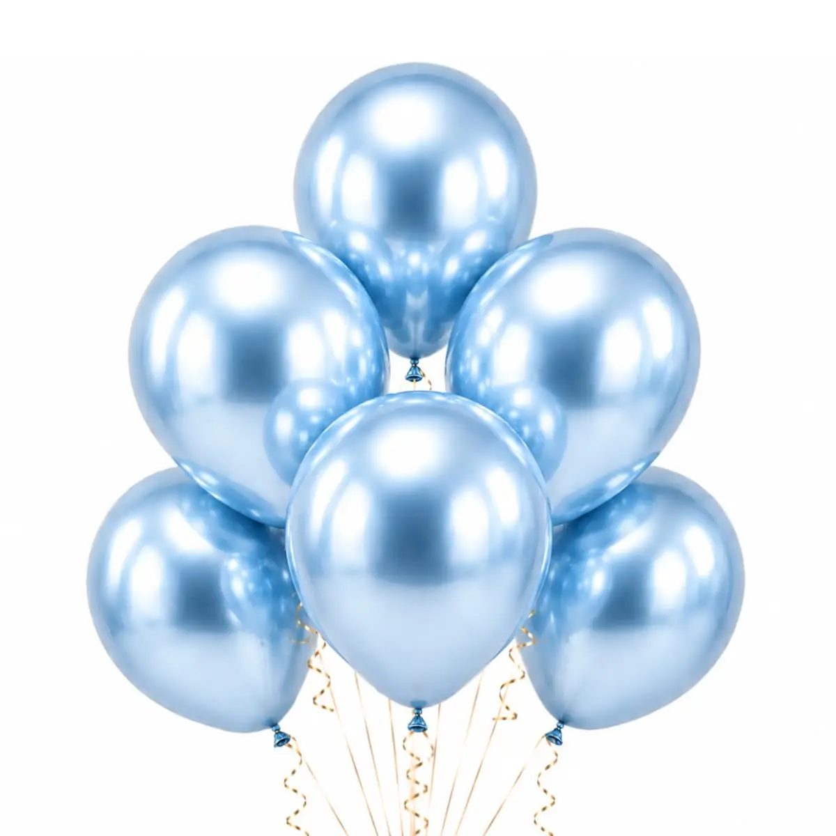 Balão Látex Cromado 10 Pol Metalizado Kit 50 Unidades Azul Bebê | Material resistente, maior durabilidade no uso - 1