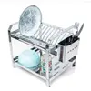 Escorredor Inox p/ 16 Pratos c/ Porta Talheres - 1