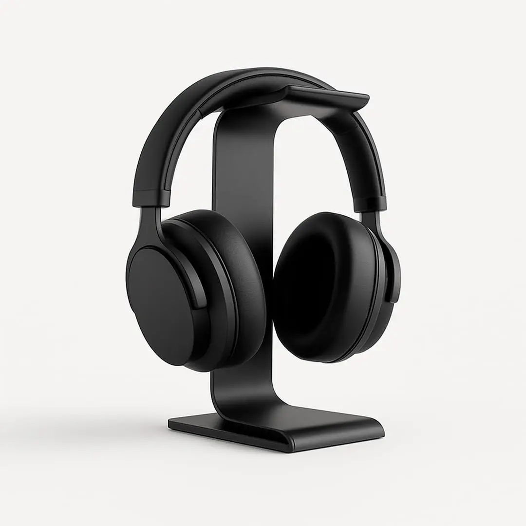 Suporte Headset Mesa Ergonômico, Base Descanso, Apoiador de Fone de Ouvido, Porta Headphone (Preto)