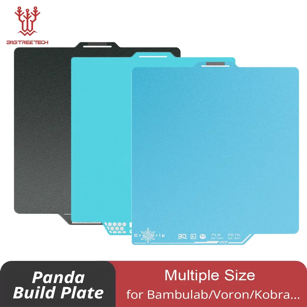Placa de Construção BIQU Panda com Revestimento CryoGrip Pro, Aço Inoxidável Sem Entupimento, Dupla Face para Impressoras 3D BambuLab X2D, Voron, Kobra, Ender K1 - 1