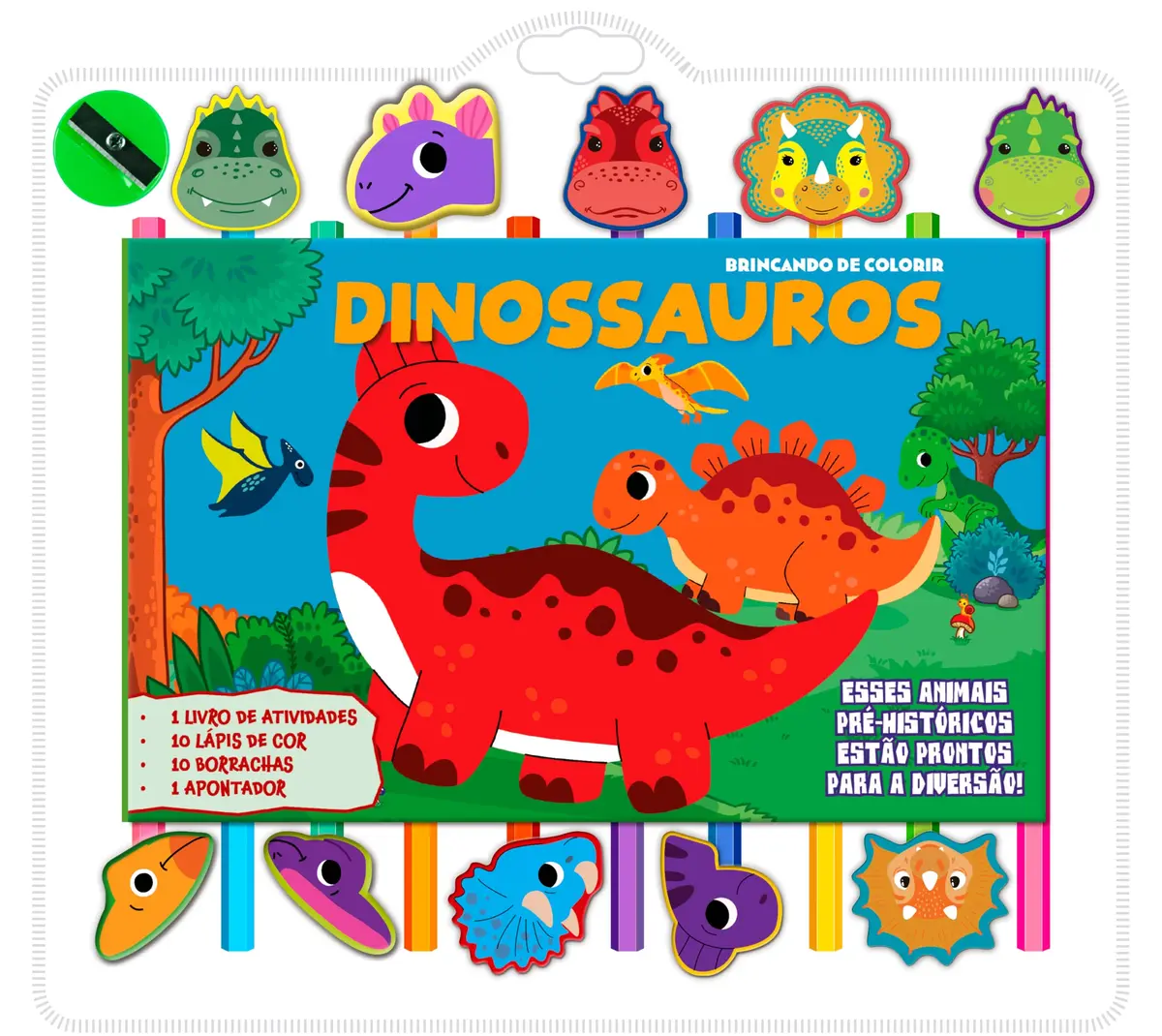 Dinossauros Brincando de Colorir