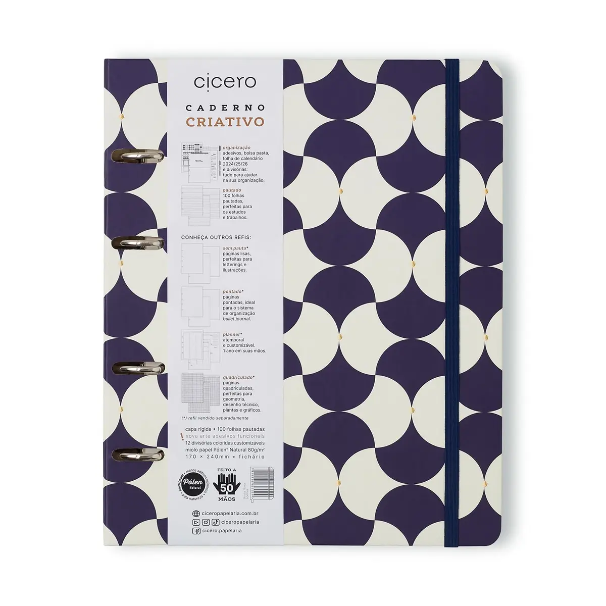 Caderno Criativo Argolado Bossa Nova Pautado 17x24 Boemia, Cicero