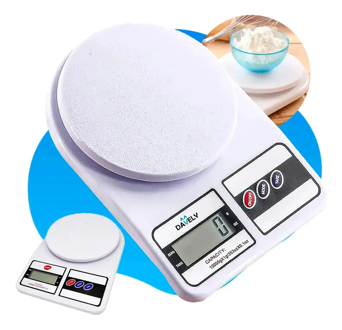 Balança Digital De Precisão Davely Cook Cozinha Para Uso Domestico E Profissional Fitness Ideal Para Dietas Treinos Alimentos Confeitaria Nutrição Capacidade Máxima 10 Kg Branco - 1