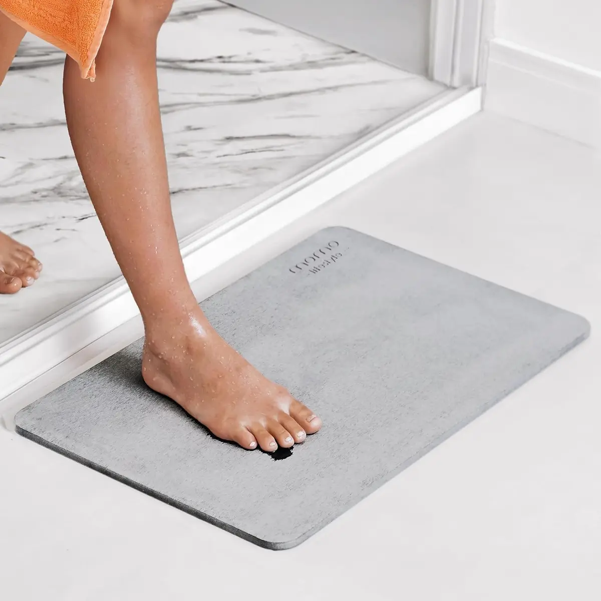 Momo Lifestyle Tapete para Banheiro de Terra Diatomácea Drytomita, Seca Rápido para Saída de Box, Antiderrapante (Cinza Linho, 60x39 cm)