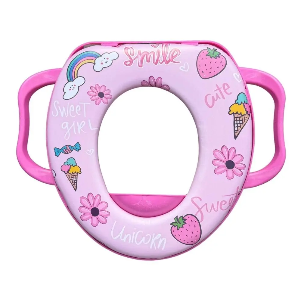 Assento Sanitário Infantil Redutor Sanitário Infantil Com Alça de Segurança Estampado Almofadado (Estampa Menina)