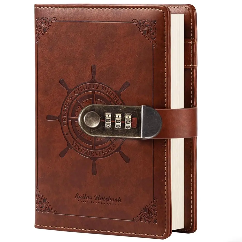 Caderno Couro Com Trava Para Combinação, Diário de Viagem para Marinheiro, Agenda Pessoal, Organizador de Planejamento Como Presente Para Meninas, Meninos, Mulheres (marrom)