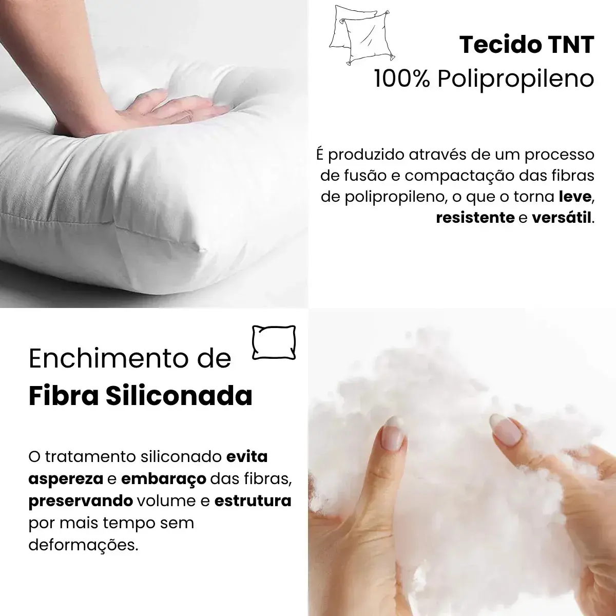 Kit 2 Enchimentos Almofada 45x45 Fibra Siliconada Hipoalergênica Macia Super Resistente Premium thumbnail 3