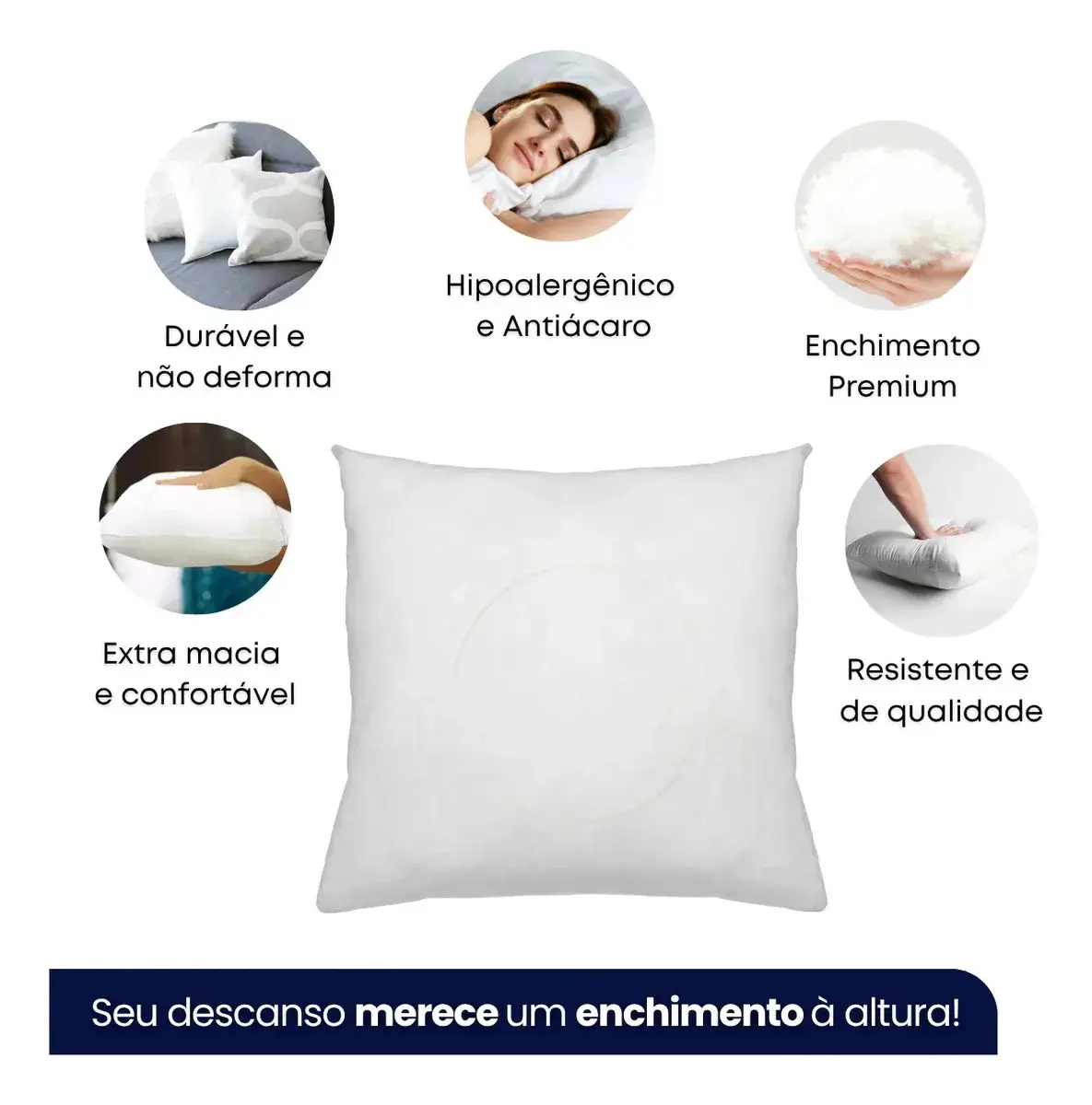 Kit 2 Enchimentos Almofada 45x45 Fibra Siliconada Hipoalergênica Macia Super Resistente Premium thumbnail 4