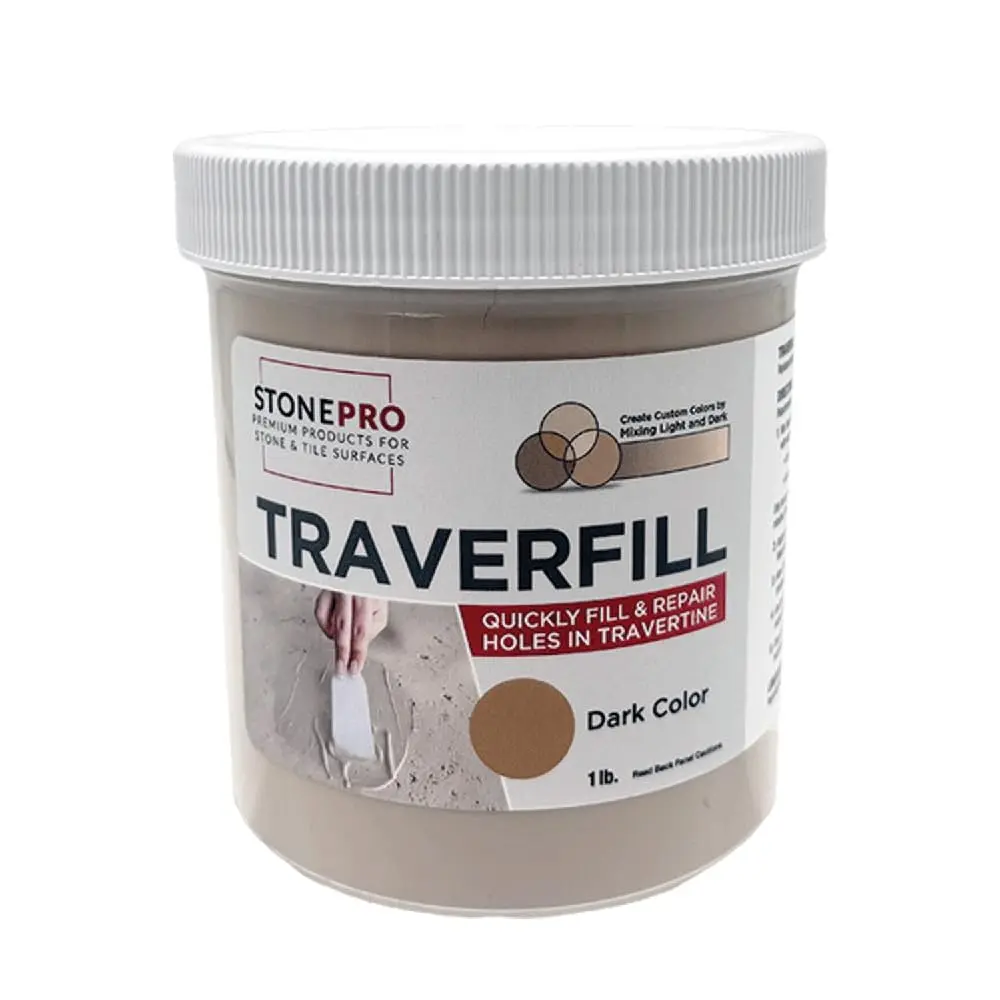 StonePro Traverfill – Reparação de travertino – Preenche pequenos buracos, furos e vazios em travertino e calcário (escuro 450 g) - 1