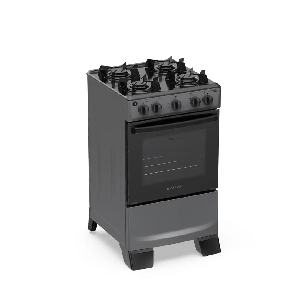 Fogão 4 Bocas Atlas Mônaco Lustro com Mesa de Aço Bivolt