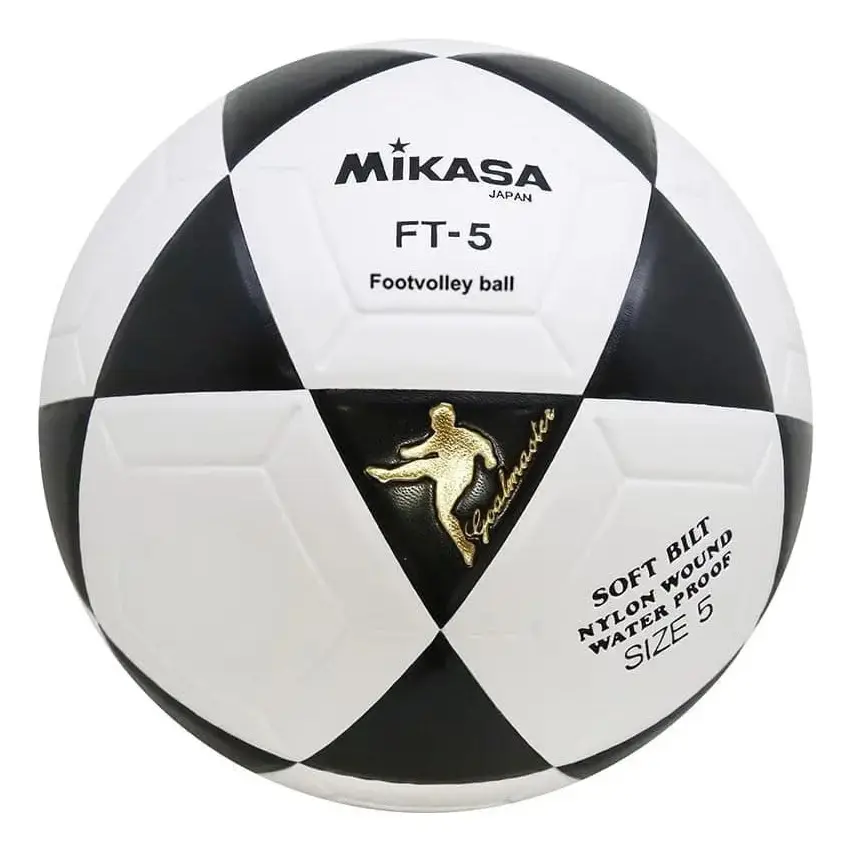 Bola de Futevolei FT5 Couro Sintetico Laminado Branco E Preto MIKASA - 1