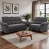 Sofá de 3 e 2 Lugares Cama inBox Mourato com 187cm e 140cm de Larguras e Revestidos em Bouclé - Cinza Escuro - 1