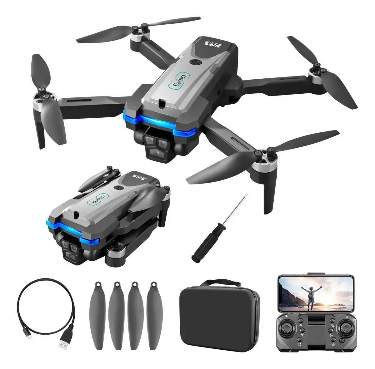 Drone S8s Pro Max Motor Brushles Camera Hd 4k 2 Bateria