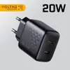 (moedas R$1) Carregador USB-C 20W PD p/ iPhone e Samsung Dual C Black Write - 1