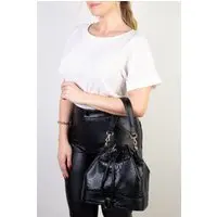 Bolsa Andrea Vinci Saco Em Couro Croco Nadia - Preto - 1