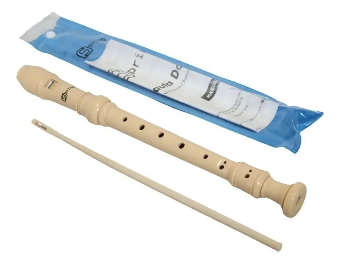 Flauta Doce Germânica Soprano Alemã com Bag e Vareta De Limpeza Cor Creme thumbnail 7