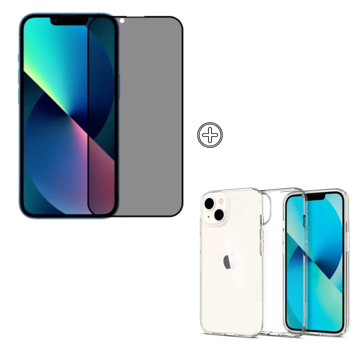 Película De Vidro Privacidade 3D Anti Spy Tela Toda Para iPhone + Capa Capinha Case (iPhone 13)