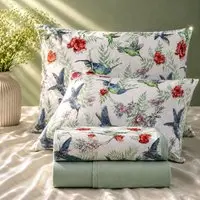 Jogo de Cama Lençol Malha Grossa Fio Penteado 100% Algodão Casal 4 Peças - Beija Flor - 1