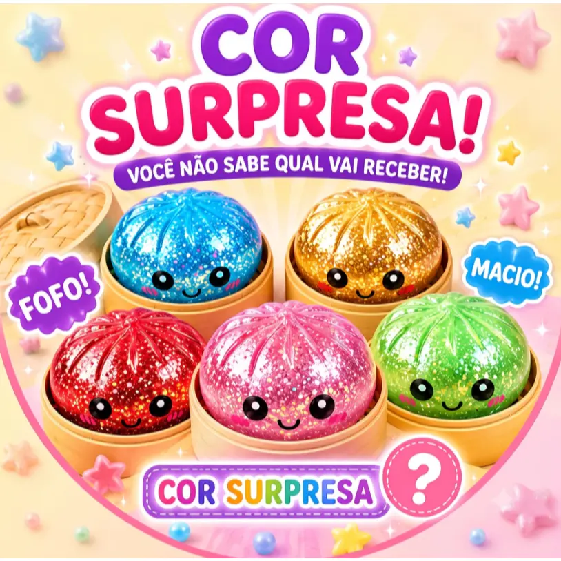Squishy Bolinho Brinquedo Sensorial de Apertar Kawaii Baozi Presente Criativo Fidget - 1