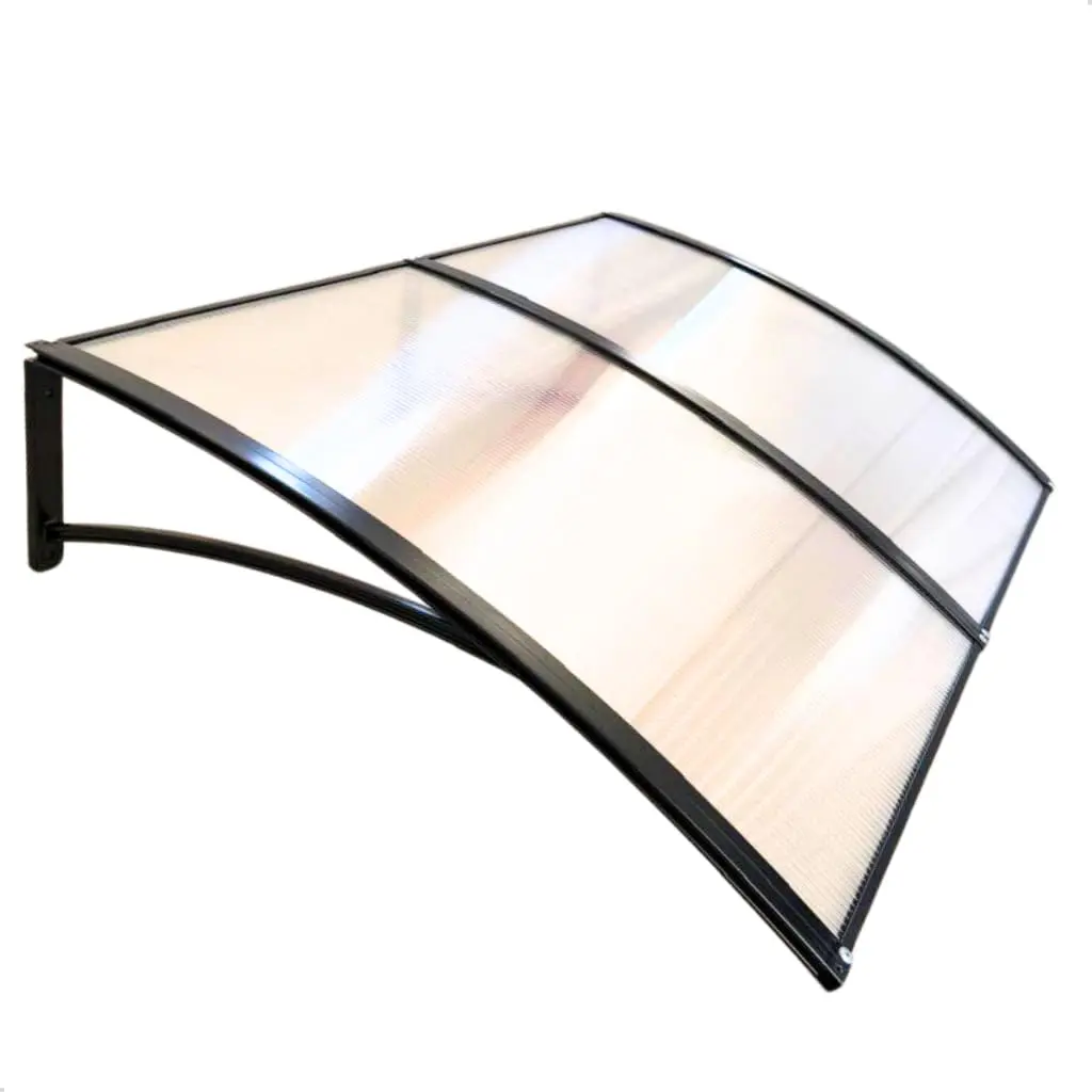 Toldo Policarbonato 100 a 200x70cm Alta Resistência, Proteção UV area externa portas e janelas(Preto c/translucido,200x70cm) - 1