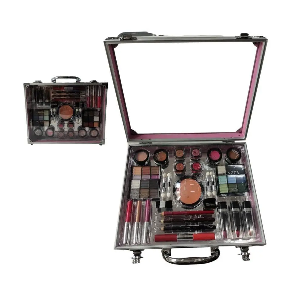 Maleta de Maquiagem Fenzza Muse PP 29 Itens - Kit Completo para Presente, Makes Prateado, Estojo Resistente