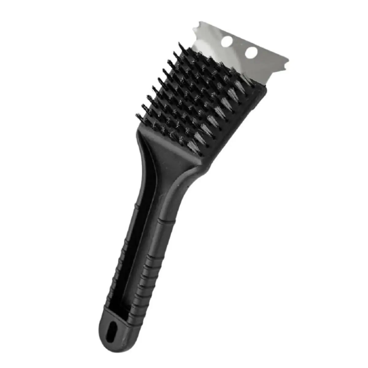Escova p/Grelha Churrasqueira 2 em 1 c/Espátula e Cerdas Inox Resistente | Limpeza Eficiente, Remove Gordura e Resíduos Incrustados com Praticidade, Ideal para Churrasqueiras e Assadeiras