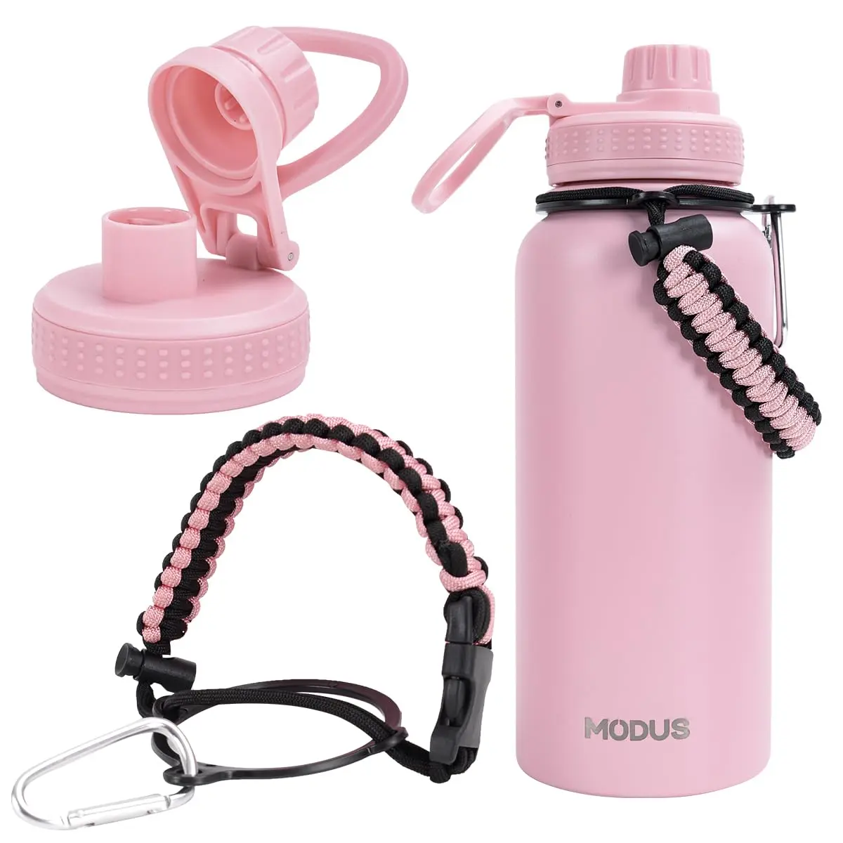 Garrafa Térmica De Água Isolada 950ml De Aço Inox Com Alça | Rosa