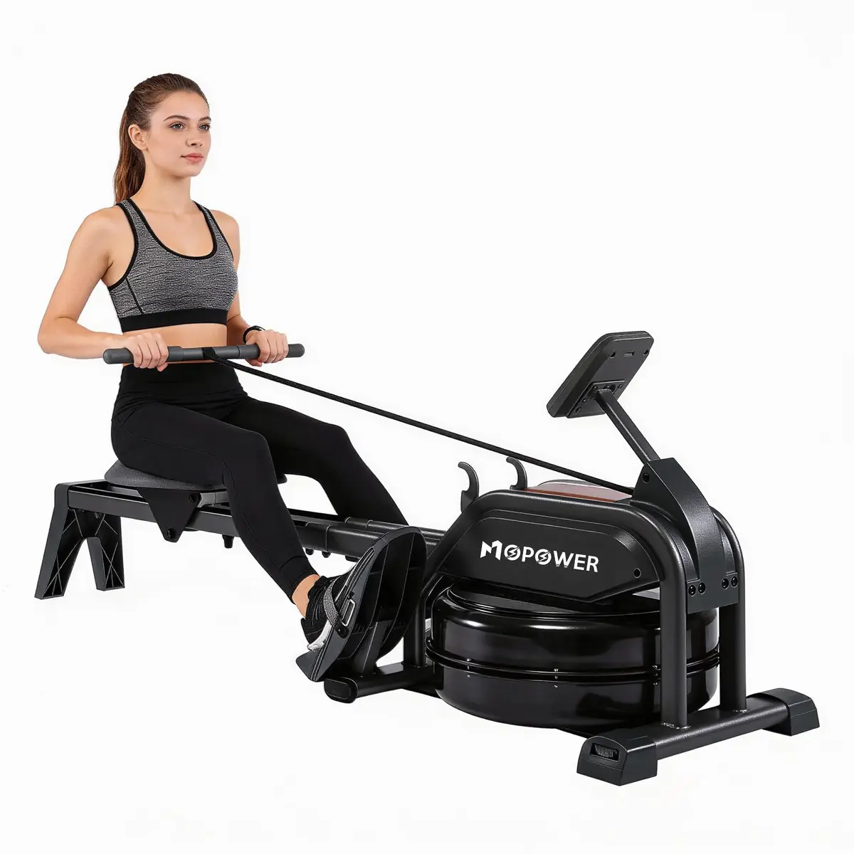Máquina de Remo 5x1 Multifunções Dobrável com Monitor LCD, Assento Confortável 3D, Estrutura em Aço Carbono e ABS, Capacidade 120kg, 45L de Resistência à Água, Exercício Cardiovascular para Casa - 1