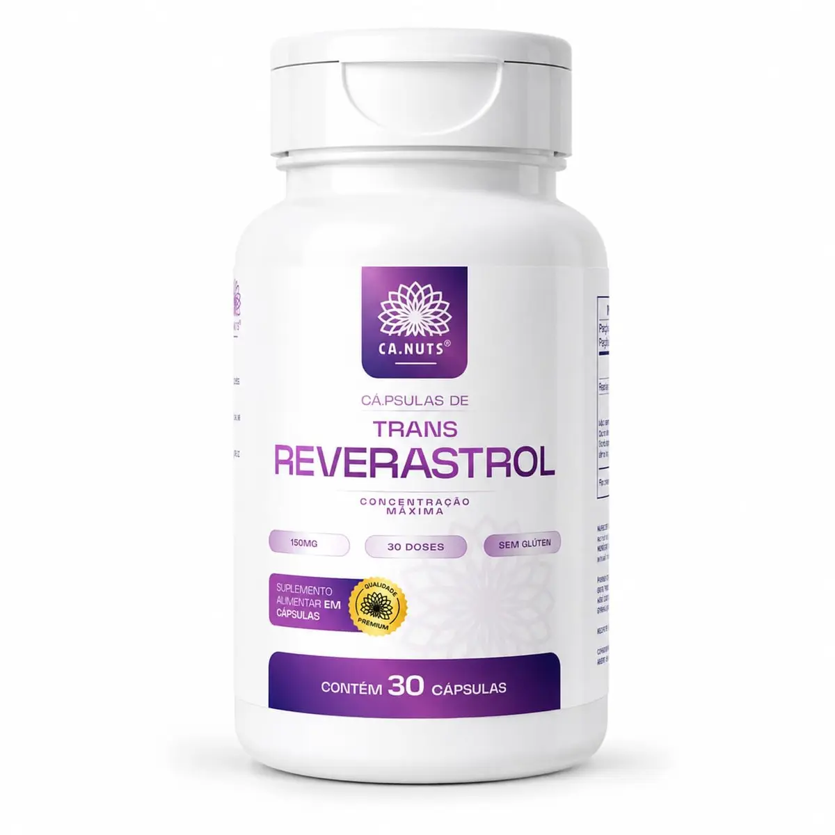 Resveratrol Trans 165mg Ca.nuts 1 Pote (Experimente) | Ultra concentrado, Máxima Absorção, Qualidade Premium