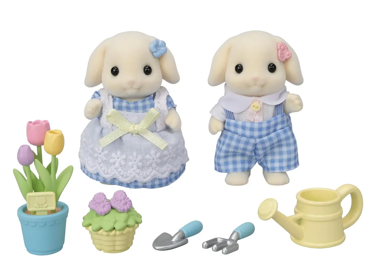 Sylvanian Families Conjunto de Jardinagem - Irmã & Irmão Coelhos Floral - 1