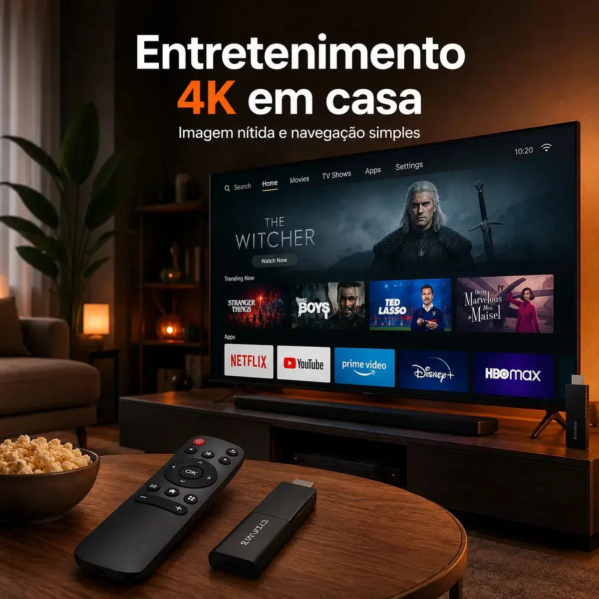 Tv Stick 4k Android Chromecast Smart Hdmi Wifi Ao Vivo Preto Padrão thumbnail 6