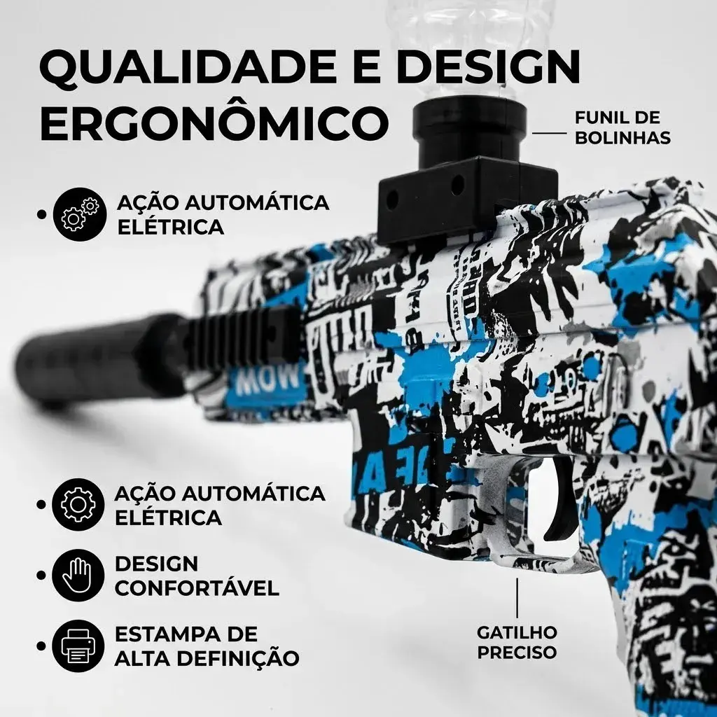 Arma Bolinha De Gel Arminha Ak47 ou M416 Metralhadora Automática Bolinhas Recarregavel Usb Cor Sortidos Marca Lupita thumbnail 5