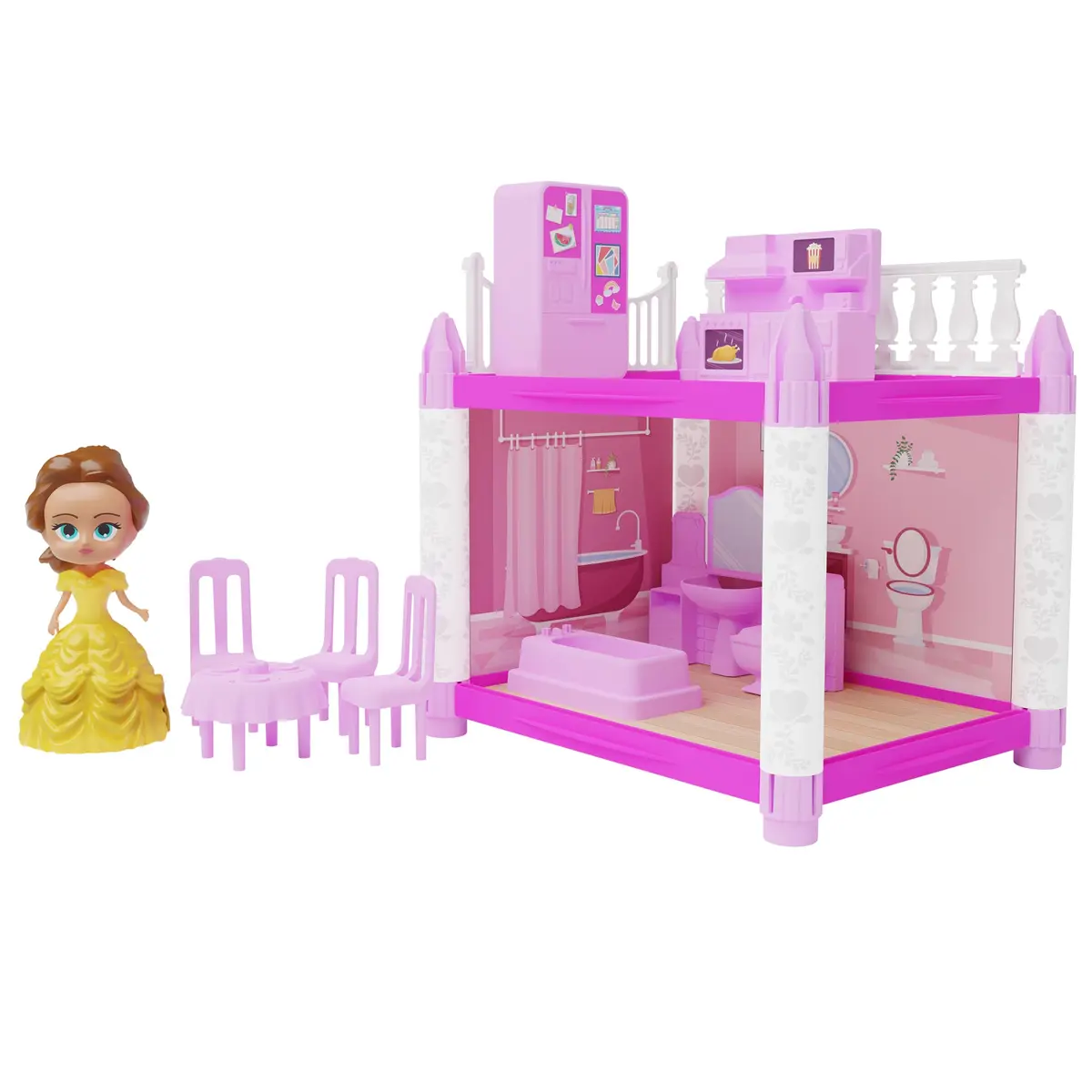 GGB Casinha de Boneca Cozinha Gourmet e Banheirinho da Princesa 39 Peças