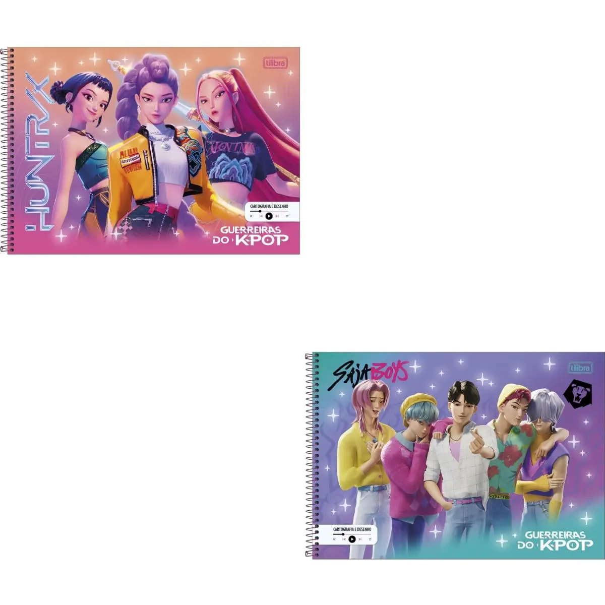 Kit de Cadernos de Desenho, Tilibra, Universitário, Capa Dura, Guerreiras do K-Pop, 80 Folhas, Pacote com 4