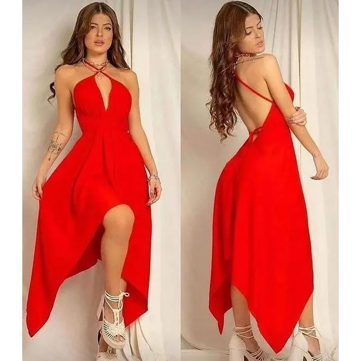Vestido Envelope Alcinha Soltinho Costa Nua Sem Bojo Com Bicos e Decote Muito Lindo Envio Rápido - 1