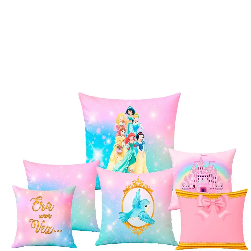 Capa de Almofada Princesas 42x42 Decorativa Quarto Infantil - 1