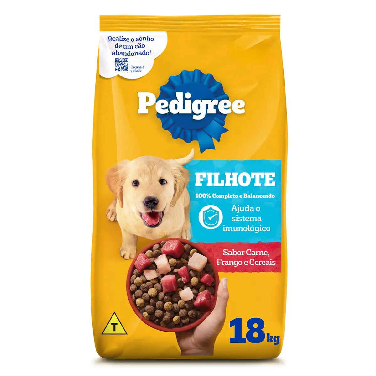 Ração Pedigree Carne Frango e Cereais Cães Filhotes 18 kg - 1