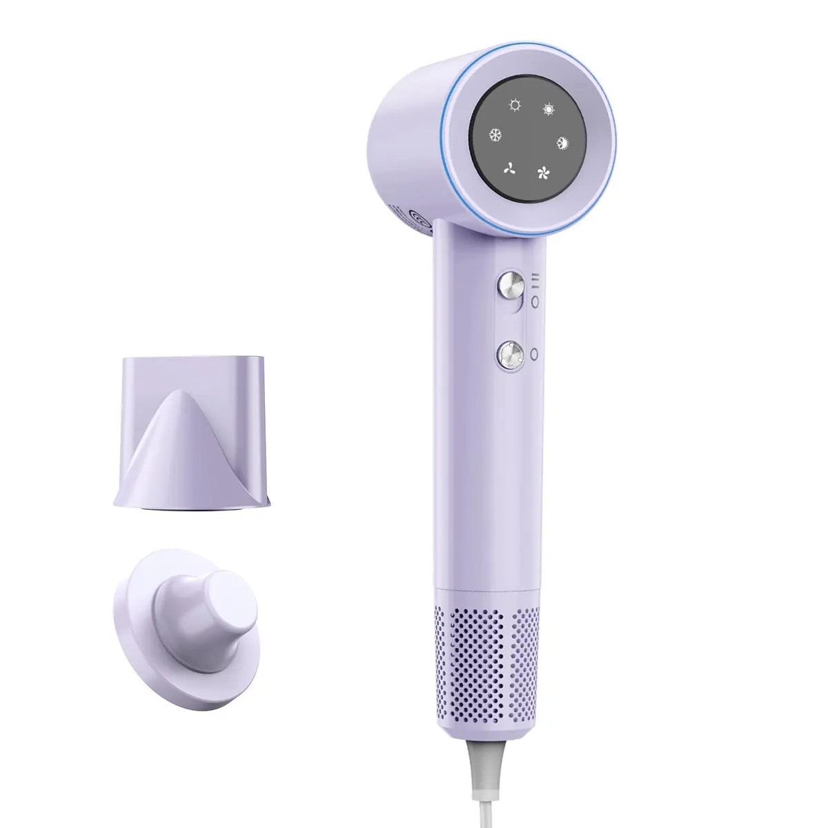 GOKOCO Secador De Cabelo Profissional 110v 127v, 120000 RPM High Speed Hair Dryer 1600W com Display Digital LED e Bocal de ar Magnético,GD029 Roxo