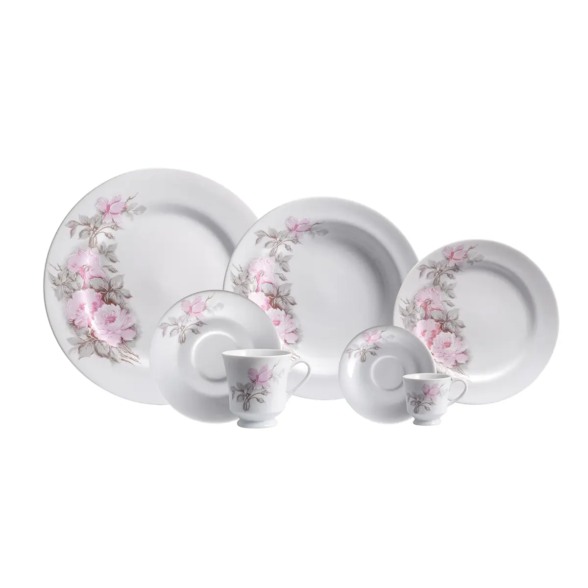 Porcelana Schmidt Maresias Aparelho de Jantar Chá e Café 42 Peças (Xícaras Chá 200 ml e Café 60 ml)