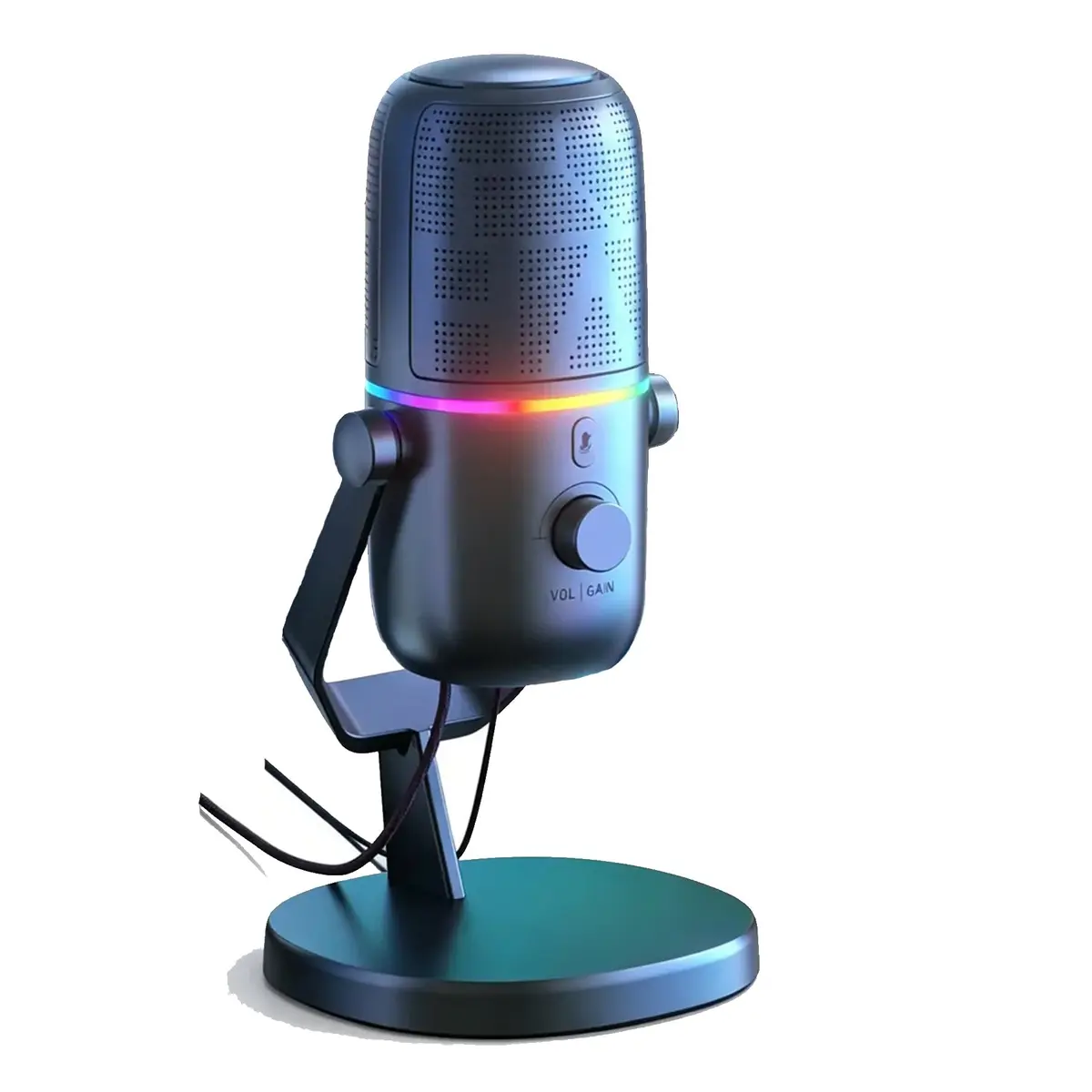 HAYLOU GX1 Microfone dinâmico USB/XLR com RGB para PC Podcast Vocal Cantar | Microfone de Mesa Condensador Padrão de Captação Cardioide para PC Podcast Vocal Cantar e Youtube